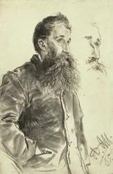 Estudo de um homem com barba, sua mão no bolso, 1885