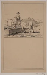 A vaca na rega. Não. 15 em Cr. Winther e M. Rørbye, "25 fotos para crianças pequenas"