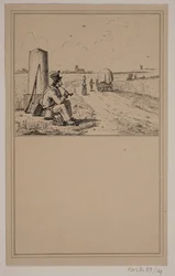 O soldado em uma caminhada. Não. 13 em Cr. Winther e M. Rørbye, "25 fotos para crianças pequenas"