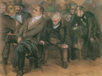 Alemães burgueses em uma reunião pública, 1849 (pastel sobre papel)