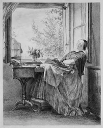 A costureira adormecida junto à janela (Emilie, irmã de Menzel)