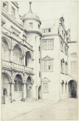 O canto sudoeste do Pátio Pequeno do Palácio, em Dresden