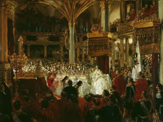 A coroação de Guilherme I como rei da Prússia no Castelo de Königsberg em 1861, 1861.