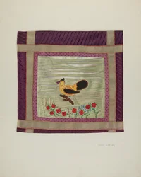 Detalhe da colcha de apliques, 1941.