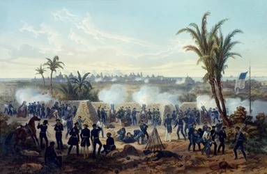 Batalha de Veracruz, as tropas do General Scott atacando e capturando a cidade