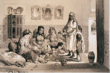 Mulheres de Argel, de um volume comemorativo da Força Expedicionária Francesa que capturou Argel em 1830 (litho)