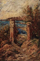 Portal de Cassis, Paisagem à beira-mar Pintura de Adolphe Monticelli (1824-1886) Dim 45x30 cm Musee Grobet-Labadie