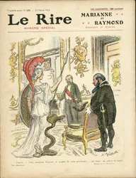 Ilustração de Adolphe dit Willette (1857-1926) para a capa de Le Rire, 22/02/13 - Presidente da República, Hat, Elysee, Armchair (símbolo do poder) - Poinscare Raymond