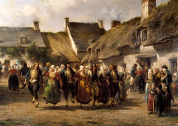 Um casamento na Bretanha em 1863 Pintura de Adolphe Pierre Leleux (1812-1891) 1863 Quimper musee des Beaux Arts