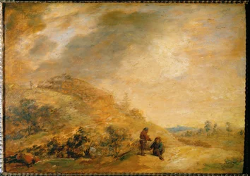 Paisagem nas dunas (pintura sobre madeira de carvalho)