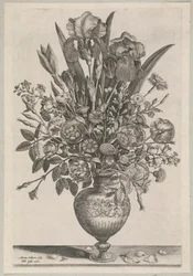 Peça de flor com íris