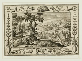 Judá e Tamar, de Paisagens com cenas do Antigo e do Novo Testamento e cenas de caça