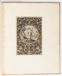 Juno, prato de um conjunto de 6 desenhos ornamentais com o Julgamento de Paris