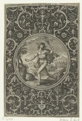Medalhão em que Mercúrio com seu cajado na mão Medalhões com figuras do Julgamento de Paris (título da série)