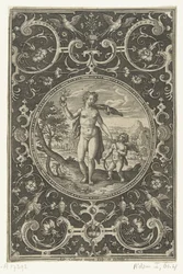Medalhão com Vénus segurando a maçã de Paris e Amor a seu lado
Medalhões com números do Julgamento de Paris (título da série)
