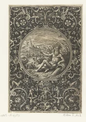 Medalhão em que um deus do rio Medalhões com figuras do Julgamento de Paris (título da série)