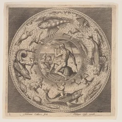 Poseidon, de um conjunto de desenhos para pratos (Fonds de Coupe)