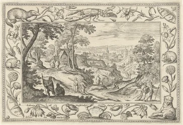Transmissão dos Apóstolos Paisagens com cenas bíblicas, mitológicas e de caça (título da série)