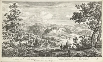 Gezicht op het kasteel van Sainte Anne Vista do castelo Ste. Anne no Comté livre como ele se vê entrando (título no objeto)
