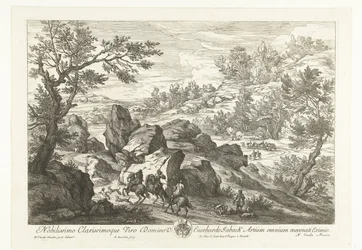 Paisagem com cavaleiros em um afloramento rochoso Paisagens com caçadores (título da série)