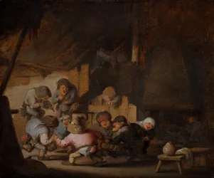 Anões dançantes na estalagem de um agricultor, c.1635 (óleo sobre madeira)