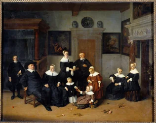 Pintura de Retrato de Família de Adrien Van Ostade (1610-1685) (ec.holl.) 1654 Sol. 0,7x0,88 m - Retrato de Família. Pintura de Adrien Van Ostade (1610-1685) (Escola Holandesa) 1654. 0,7 x 0, 88 m. Museu do Louvre, Paris