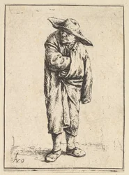 Camponês embrulhado em sua capa, 1610-85.