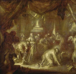 Jesus e a adúltera (grisaille na madeira)