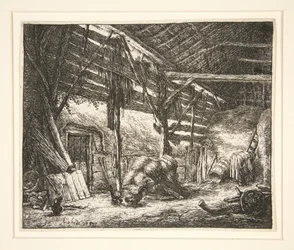 Interior de um celeiro