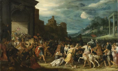 Les Horace entrent dans Rome - The Horatii Entering Rome, de Stalbemt, Adriaen, van (1580-1662). Óleo sobre madeira. Dimensão : 67x109 cm. Nationalmuseum Estocolmo