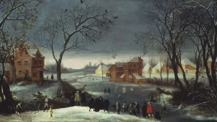 Paisagem de Inverno com Skaters (painel)
