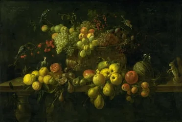 Natureza morta com frutas em uma mesa