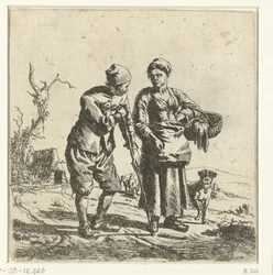 Agricultor e esposa do agricultor em conversa