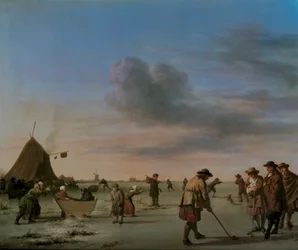 Golfistas no gelo perto de Haarlem, 1668 (painel)