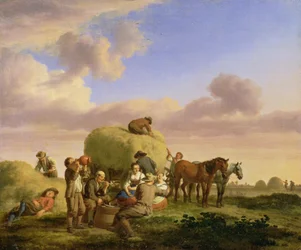 Haymakers descansando em um campo