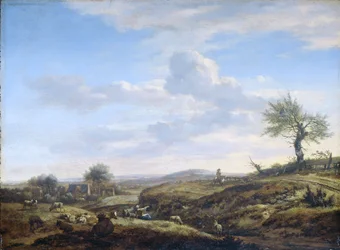 Paisagem montanhosa com uma estrada alta, 1660-70