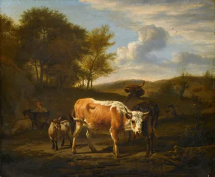 Paisagem montanhosa com vacas