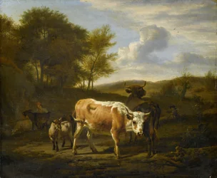 Paisagem montanhosa com vacas, 1663