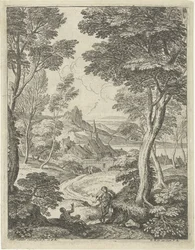 Paisagem com uma torre pontiaguda Paisagens com pastores (título da série)