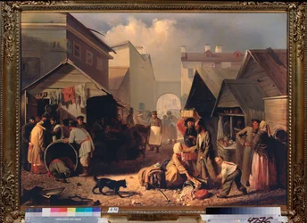 Buvette a São Petersburgo (Barraca de Refrescos em São Petersburgo) - Pintura de Adrian Markovich Volkov (1827-1873), óleo sobre tela