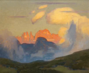 Evening Glow on Rosengarten (Óleo sobre tela)