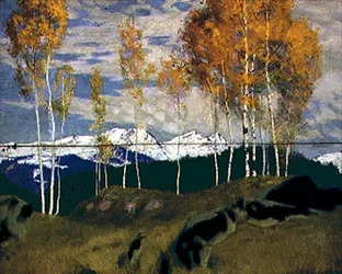 Neve nas Dolomitas (óleo sobre painel)