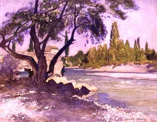 O Durance em Sisteron, França (aguarela sobre papel)
