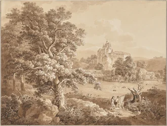Pescadores no rio Zschopau junto ao castelo de Kriebstein, Saxónia