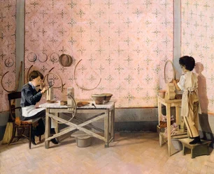 Crianças a trabalhar o alabastro, de Adriano Cecioni (1836-1886) Óleo sobre tela, 39,5x47,5 cm