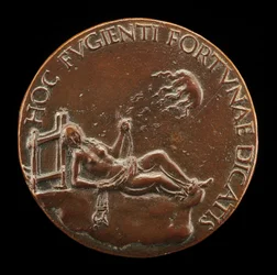 Figura feminina segurando um freio [reverso], provavelmente depois de 1502.
