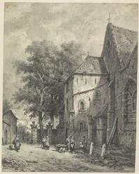 Vista por uma igreja