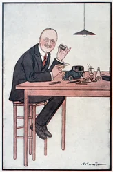 André Citroen, o "Ford" da França - Ilustração de Adrien Barrere (1877-1931) em "Fantasio" de 01/10/1922