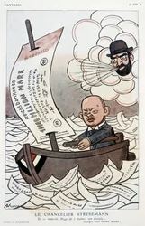 Desenho animado sobre o Chanceler alemão Gustav Stresemann (1878-1929) e a Desvalorização da Marca - Ilustração de Adrien Barrere (1877-1931) em "Fantasio" de 01/11/1923