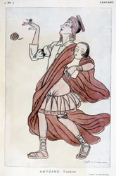 Desenho de comédia de Barrere sobre André Antoine (1858-1943), diretor francês, ator teórico e diretor de teatro - em "Fantasio" de 15/01/1927.